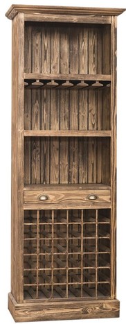 Casa Padrino Landhausstil Weinschrank Braun 78 x 41 x H. 210 cm - Massivholz Barschrank - Barm�bel im Landhausstil