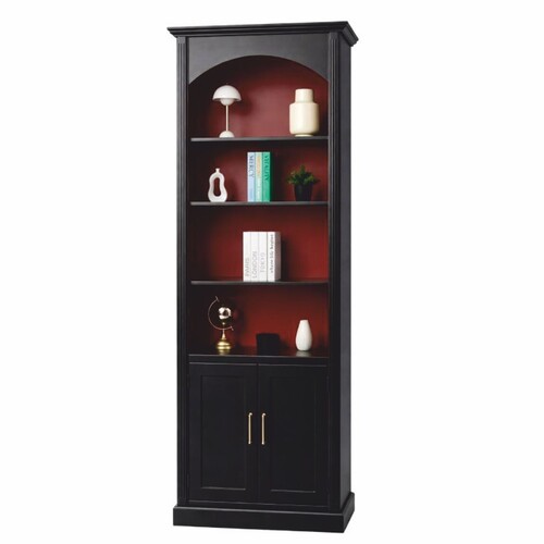 Casa Padrino Landhausstil B�cherschrank Schwarz / Bordeauxrot 102 x H. 250 cm - Landhausstil M�bel