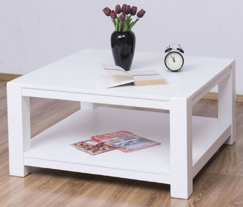 Casa Padrino Landhausstil Couchtisch Wei� 90 x 90 x H. 45 cm - Massivholz Wohnzimmertisch - M�bel im Landhausstil