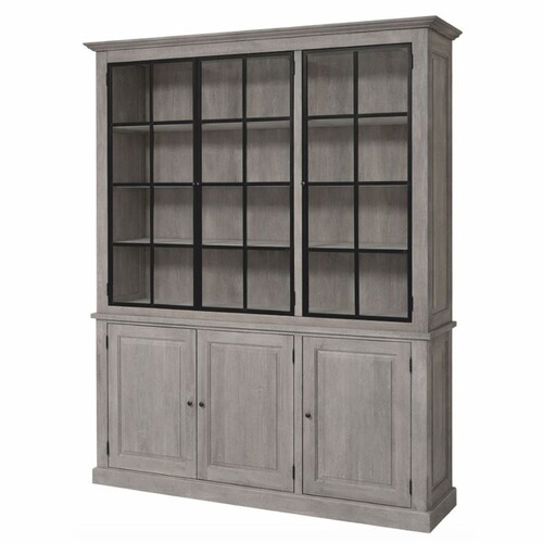 Casa Padrino Landhausstil Eichenholz Schrank Grau / Schwarz 186 x 50 x H. 230 cm