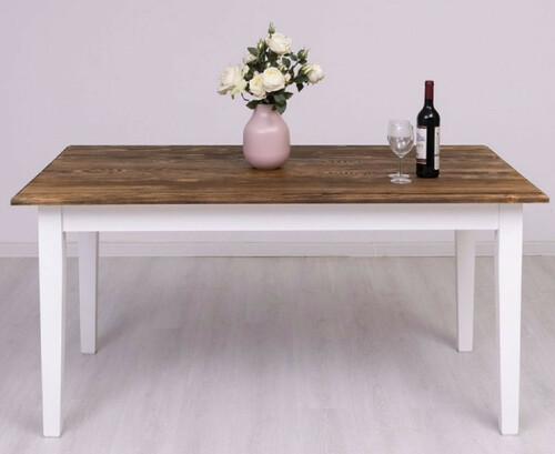 Casa Padrino Landhausstil Esstisch Dunkelbraun / Wei� 160 x 90 x H. 78 cm - Massivholz K�chentisch - Landhausstil Esszimmer M�bel