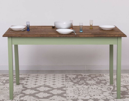 Casa Padrino Landhausstil Esstisch Dunkelbraun / Gr�n 140 x 70 x H. 78 cm - Massivholz K�chentisch - Landhausstil Esszimmer M�bel