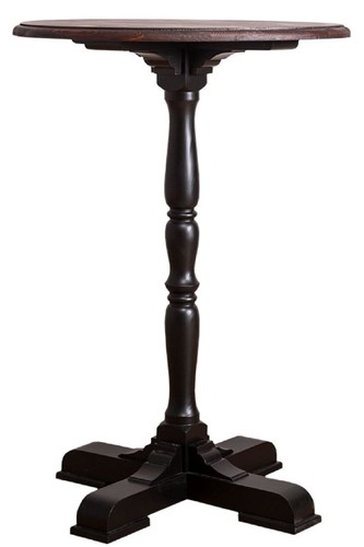 Casa Padrino Landhausstil Stehtisch Schwarz / Dunkelbraun  78 x H. 110 cm - Runder Bartisch im Landhausstil