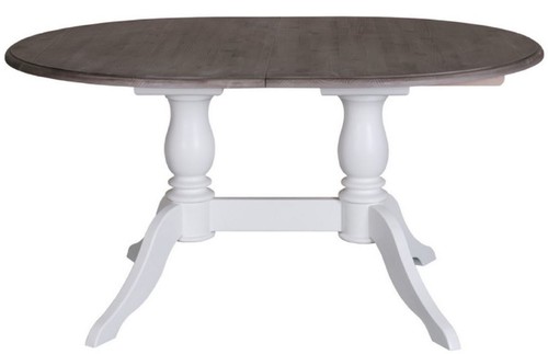 Casa Padrino Landhausstil Esstisch Wei� / Braun 160-230 x 120 x H. 78 cm - Ovaler ausziehbarer Massivholz K�chentisch im Landhausstil