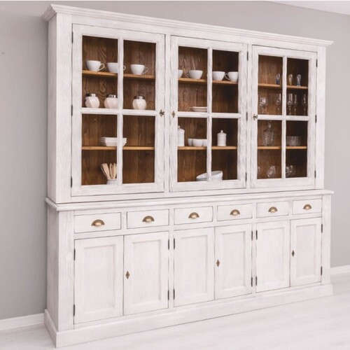 Casa Padrino Landhausstil Esszimmer Schrank Hellgrau / Braun 245 cm - Esszimmer M�bel