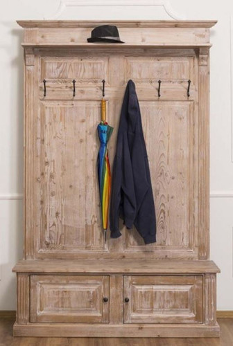 Casa Padrino Landhausstil Garderobe Naturfarben 140 x 41 x H. 210 cm - Massivholz Garderobenschrank - Landhausstil Garderoben M�bel