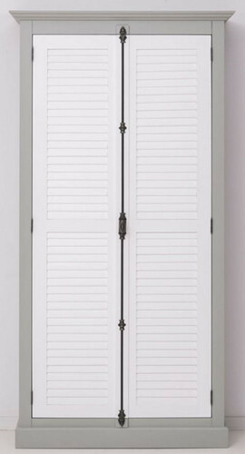 Casa Padrino Landhausstil Kleiderschrank Grau / Wei� 109 x 40 x H. 210 cm - Massivholz Schlafzimmerschrank mit 2 T�ren - Landhausstil Schlafzimmer M�bel - Massivholz M�bel im Landhausstil