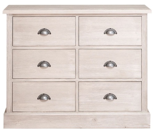 Casa Padrino Landhausstil Kommode mit 6 Schubladen Grau 100 x 35 x H. 80 cm - Landhausstil M�bel