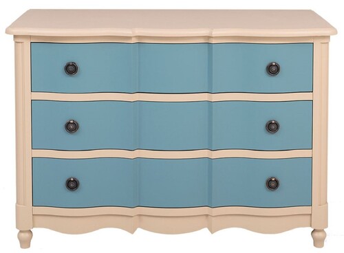 Casa Padrino Landhausstil Kommode mit 3 Schubladen Beige / Blau 130 cm - Landhausstil M�bel