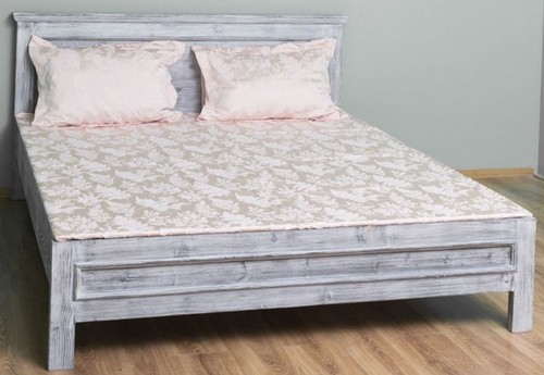 Casa Padrino Landhausstil Massivholz Bett Antik Grau 160 x 200 x H. 93 cm - Massivholz Doppelbett - Landhausstil Schlafzimmer M�bel