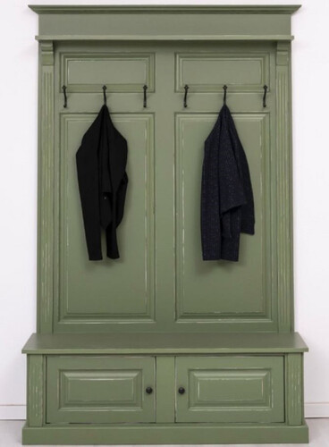 Casa Padrino Landhausstil Massivholz Garderobenschrank Antik Gr�n 140 x 41 x H. 210 cm - Wand Garderobe - Flur Schrank - Flurm�bel - Garderobenm�bel - Landhausstil M�bel