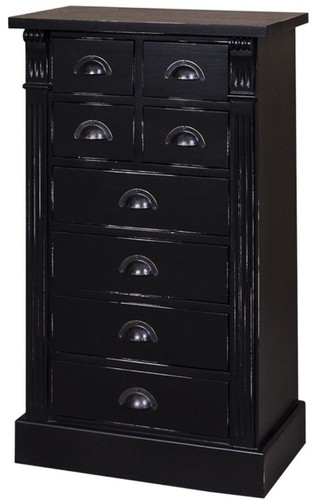 Casa Padrino Landhausstil Massivholz Kommode mit 8 Schubladen Antik Schwarz 60 x 36 x H. 100 cm - Landhausstil M�bel