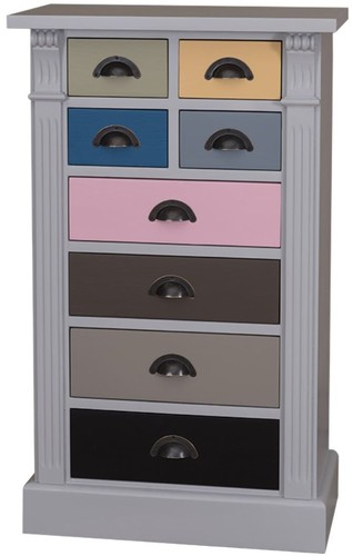 Casa Padrino Landhausstil Massivholz Kommode mit 8 Schubladen Grau / Mehrfarbig 60 x 36 x H. 100 cm - Landhausstil M�bel