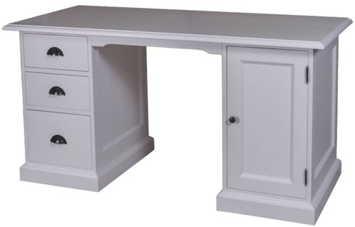 Casa Padrino Landhausstil Massivholz Schreibtisch mit T�r und 3 Schubladen Grau 152 x 70 x H. 78 cm - B�rom�bel im Landhausstil