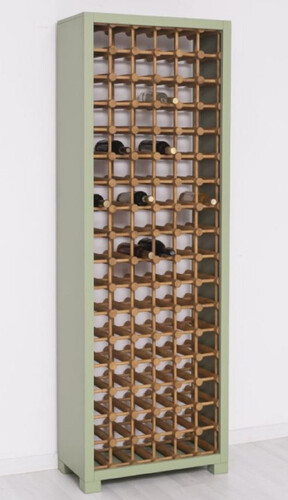 Casa Padrino Landhausstil Massivholz Weinschrank Gr�n / Naturfarben 68 x 35 x H. 200 cm - Massivholz Weinregal im Landhausstil - Massivholz Bar M�bel - Landhausstil Bar M�bel