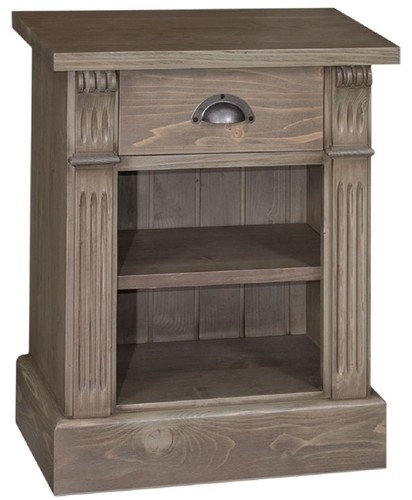 Casa Padrino Landhausstil Nachttisch mit Schublade und Regal Braun 49 x 33 x H. 60 cm - Massivholz Nachtkommode - Nachtschrank - Landhausstil Schlafzimmerm�bel