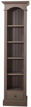 Casa Padrino Landhausstil Regalschrank Dunkelgrau 50 x 33 x H. 190 cm - Massivholz Schrank mit 4 Regalen und Schublade - Landhausstil M�bel