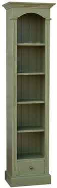 Casa Padrino Landhausstil Regalschrank Antik Gr�n 50 x 33 x H. 190 cm - Massivholz Schrank mit 4 Regalen und Schublade - Landhausstil M�bel
