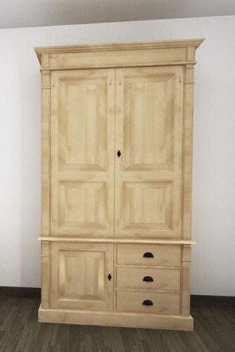 Casa Padrino Landhausstil Schlafzimmerschrank Naturfarben 120 x 59 x H. 210 cm - Massivholz Kleiderschrank mit 3 T�ren und 3 Schubladen - Massivholz Schlafzimmer M�bel im Landhausstil
