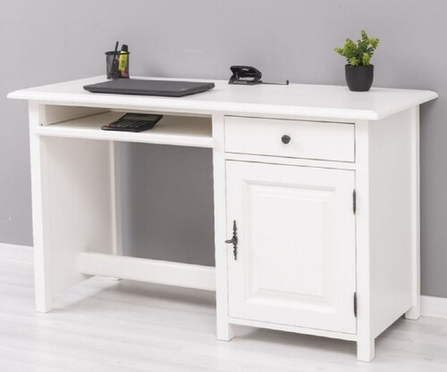 Casa Padrino Landhausstil Schreibtisch Wei� 130 x 60 x H. 78 cm - Massivholz Sekret�r im Landhausstil - B�ro M�bel - Massivholz M�bel - Landhausstil M�bel