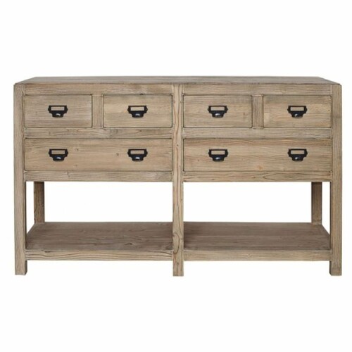 Casa Padrino Landhausstil Massivholz Sideboard mit 6 Schubladen Naturfarben 150 cm