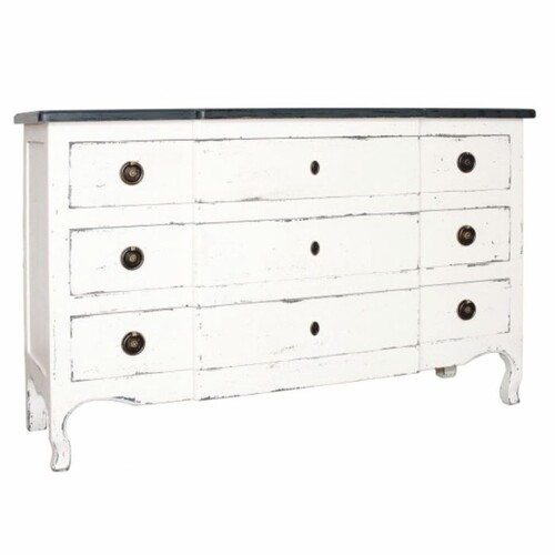 Casa Padrino Landhausstil Shabby Chic Kommode mit 3 Schubladen Antik Wei� / Schwarz 130 cm