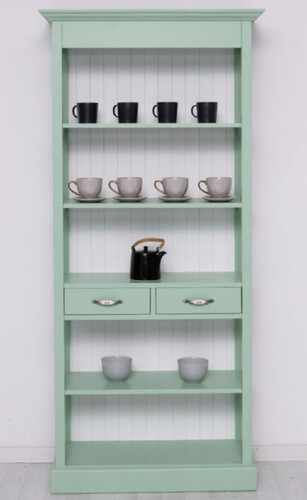 Casa Padrino Landhausstil Schrank Mintgr�n / Wei� 91 x 39 x H. 197 cm - Landhausstil Esszimmer Schrank - Massivholz M�bel - Landhausstil Shabby Chic M�bel