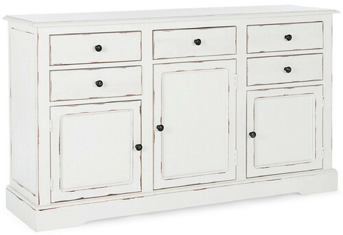 Casa Padrino Landhausstil Sideboard Antik Wei� 145 x 40 x H. 85 cm - Landhausstil Schrank mit 3 T�ren und 5 Schubladen - Landhausstil M�bel - Landhausstil Einrichtung