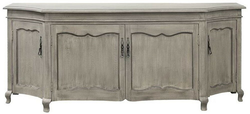 Casa Padrino Luxus Landhausstil Sideboard Grau 205 x 53 x H. 81 cm - Handgefertigter Massivholz Schrank mit 4 T�ren - Landhausstil M�bel - Luxus Qualit�t
