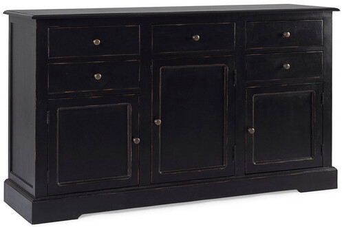 Casa Padrino Landhausstil Sideboard Antik Schwarz 145 x 40 x H. 85 cm - Landhausstil Schrank mit 3 T�ren und 5 Schubladen - Landhausstil M�bel - Landhausstil Einrichtung