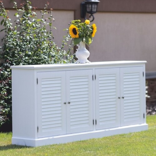 Casa Padrino Landhausstil Massivholz Sideboard Wei� 209 cm - Esszimmer M�bel