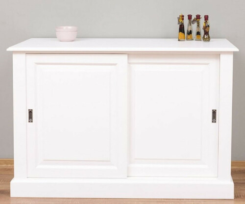 Casa Padrino Landhausstil Sideboard Wei� 135 x 55 x H. 100 cm - Massivholz Schrank mit 2 Schiebet�ren - Landhausstil M�bel