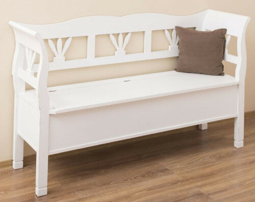 Casa Padrino Landhausstil Sitzbank Antik Wei 163 x 48 x H. 92 cm - Massivholz Bank mit Stauraum - Massivholz Mbel - Landhausstil Mbel - Landhausstil Einrichtung