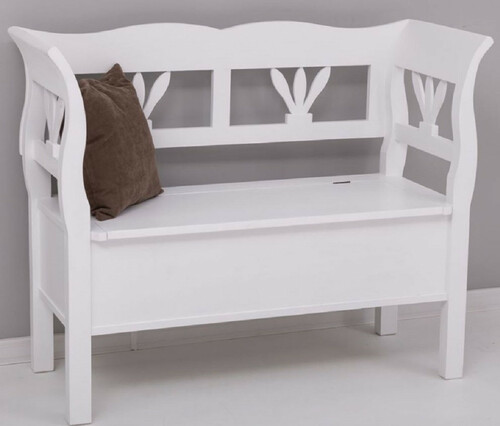 Casa Padrino Landhausstil Sitzbank Wei� 117 x 48 x H. 92 cm - Massivholz Bank mit Stauraum - Massivholz M�bel - Landhausstil M�bel - Landhausstil Einrichtung