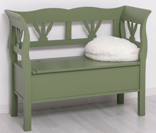 Casa Padrino Landhausstil Sitzbank Gr�n 117 x 48 x H. 92 cm - Massivholz Bank mit Stauraum - Massivholz M�bel - Landhausstil M�bel - Landhausstil Einrichtung