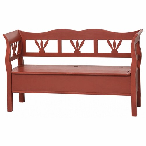 Casa Padrino Landhausstil Massivholz Sitzbank mit Stauraum Bordeauxrot 163 cm - Landhausstil M�bel
