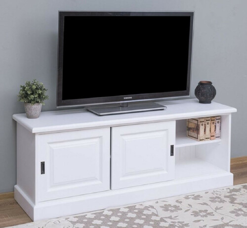 Casa Padrino Landhausstil TV Schrank Wei� 160 x 46 x H. 60 cm - Massivholz Sideboard - Landhausstil Wohnzimmer M�bel