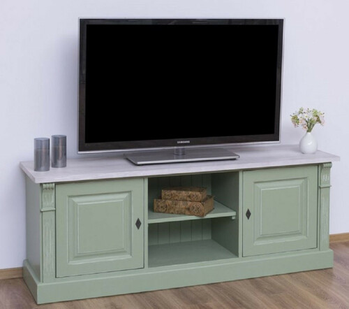Casa Padrino Landhausstil TV Schrank Gr�n / Grau 160 x 46 x H. 60 cm - Massivholz Sideboard - Landhausstil Wohnzimmer M�bel