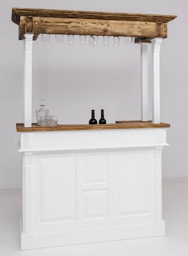 Casa Padrino Landhausstil Bar Theke Wei� / Braun 150 x 56 x H. 210 cm - Massivholz Thekentisch - Massivholz Bar M�bel im Landhausstil