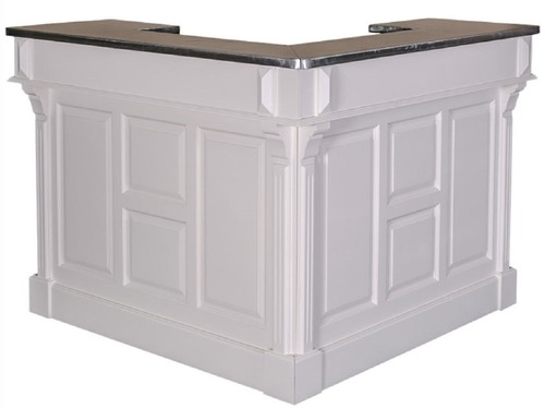 Casa Padrino Landhausstil Theke Grau / Silber 140 x 140 x H. 107 cm - Thekentisch mit verzinkter Platte und 2 Schubladen - Landhausstil M�bel