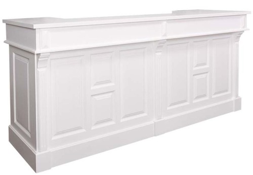 Casa Padrino Landhausstil Theke Wei� 240 x 65 x H. 107 cm - Massivholz Ladentheke mit 2 Schubladen - Landhausstil M�bel