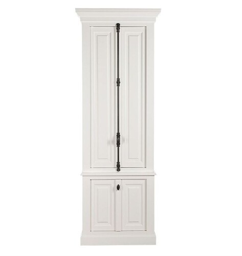 Casa Padrino Massivholz Schrank Wei� mit gro�z�gigem Stauraum 48 x 88 x 245cm mit 4 T�ren