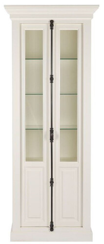 Casa Padrino Landhausstil Vitrine Wei� 95 x 45 x H. 242 cm - Vitrinenschrank mit 2 T�ren - Massivholz Schrank - Landhausstil M�bel