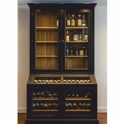 Casa Padrino Landhausstil Weinschrank Schwarz / Naturfarben 120 cm - Landhausstil Bar M�bel