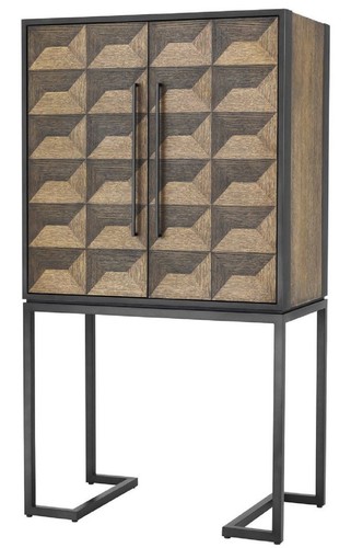 Casa Padrino Luxus Weinschrank mit 2 T�ren Braun / Dunkelbraun / Schwarz 95 x 58 x H. 168,5 cm - Barm�bel - Luxus Qualit�t