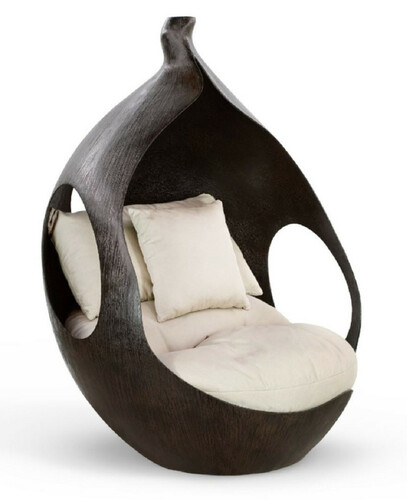 Casa Padrino Luxus Designer 2er Gartensofa Dunkelbraun / Creme 120 x 125 x H. 165 cm - Wetterbest�ndiges Garten & Terrassen Sofa - Luxus M�bel - Garten M�bel - Hotel M�bel - Pool M�bel