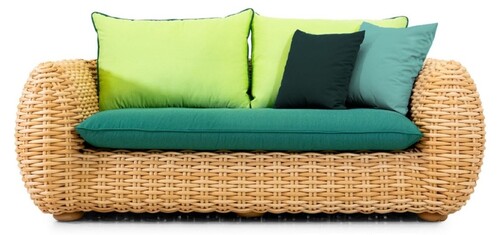 Casa Padrino Luxus 2er Gartensofa Naturfarben / Gr�n 194 cm