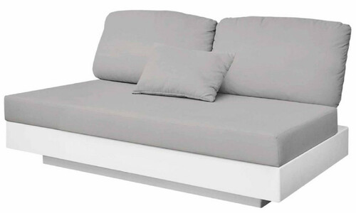 Casa Padrino Luxus 2er Gartensofa Grau / Matt Wei� 140 x 90 x H. 70 cm - Wetterbest�ndiges Garten Terrassen Sofa - Hotel M�bel - Luxus Qualit�t