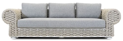 Casa Padrino Luxus 3er Gartensofa Grau / Beige / Wei� 258 cm