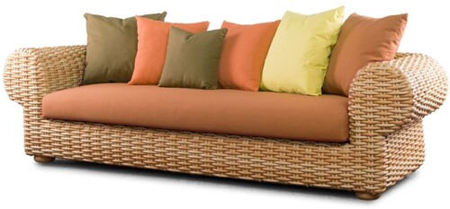 Casa Padrino Luxus 3er Gartensofa Naturfarben / Braun 260 cm
